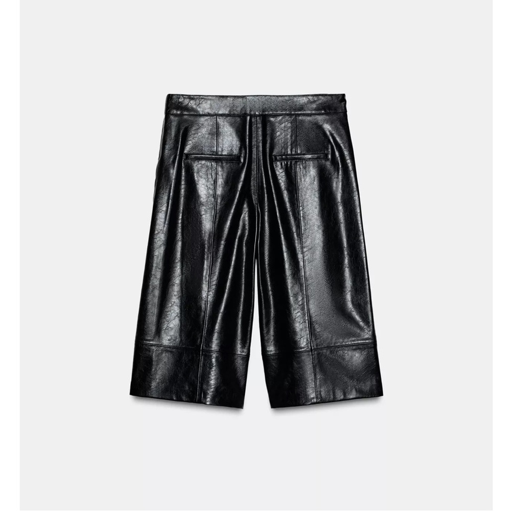 Zara FAUX LEATHER LONG SHORTS - Picture 6 of 7